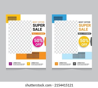 Informe anual de diseño de portada, folleto de plantilla de vector, volante, presentación, folleto, revista. Polígonos morados y azules sobre un fondo blanco, el nuevo diseño de un fondo blanco.