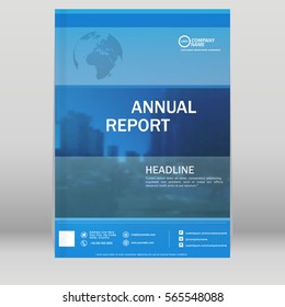 Cover design annual report,vector template brochures, fl yer, presentations, leaflet, magazine size. White with blue abstract background