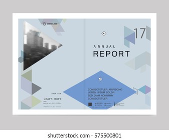 Cover design annual report,vector template brochures, fl yer, presentations, leaflet, magazine size. White with blue abstract background