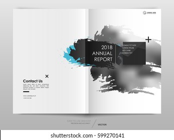 Cover design annual report,vector template brochures, flyers, presentations, leaflet, magazine a4 size. Abstract background with a watercolor brush effect. - stock vector