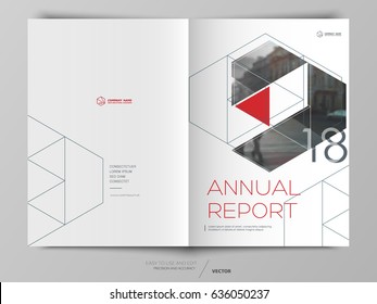 Cover Design Annual Report,vector Template Brochures, Flyers, Presentations, Leaflet, Magazine A4 Size. White With Red Abstract Background