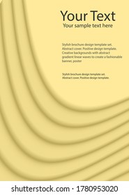 Cover design. Background with an abstract volumetric gradient of linear waves, fabric folds for creating a trendy banner, poster.