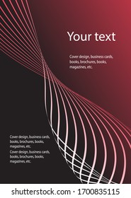 Cover design, background. Black and red colors, wavy parallel gradient lines. Trendy banner, poster.