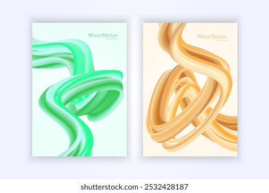 Fondo de diseño de cubierta con líquido abstracto ondulado colorido gradiente verde y naranja