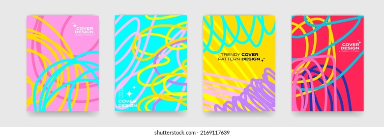 Cover design backgrounds, abstract geometric and color gradient pattern, vector. Wave line shapes, geometric liquid fluid flow graphic, art posters and color gradient abstract cover backgrounds