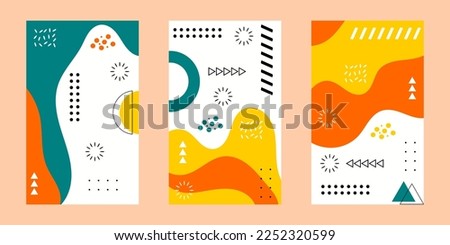 Cover design backgrounds vector with memphis style. Graphic geometric elements. Trendy editable template. Suitable for social media stories post templates, brochure, backdrop, banner, flyer.
