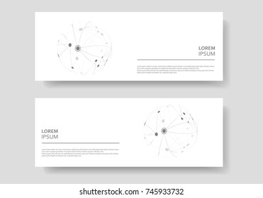 Cover design banner with connected line and dots. Simple technology compound background.