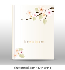 Cover design with blooming spring branch for booklets, notebooks and diaries.