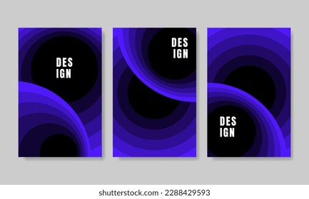 Cover design in blue circle paper cut style. - Vector.