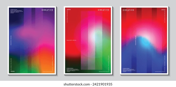 Cover design with blurred abstract image on colorful gradient background. Collection for poster, banners and cards. EPS vector illustration.