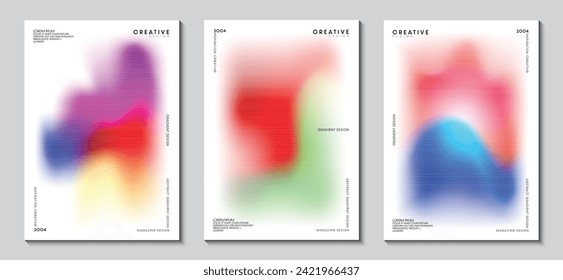 Cover design with blurred abstract image on colorful gradient background. Collection for poster, banners and cards. EPS vector illustration.