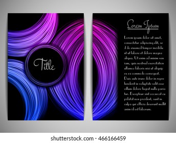 Cover design. Bright circles on a black background. Size a4. Vector illustration, eps10.