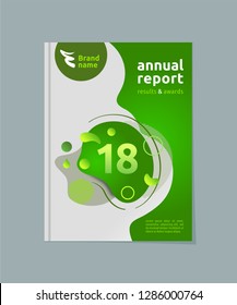 Cover design brochure, annual report template, memphis style liquid graphic elements, vector illustration