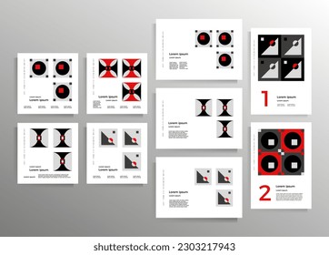 Cover design for brochure, booklet, book, poster, flyer, textbook, folder. Collection of vector geometric patterns in different formats.