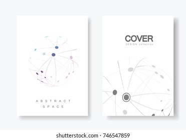 Cover design brochure with connected line and dots. Simple technology compound background.