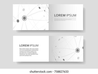 Cover design brochure with connected line and dots. Simple technology compound background.