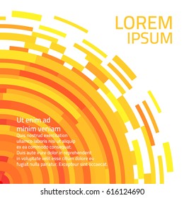 Cover design. Brochure, flyer, annual report cover template. modern geometric. Abstract background. Yellow and orange striped circles, similar to the sun.