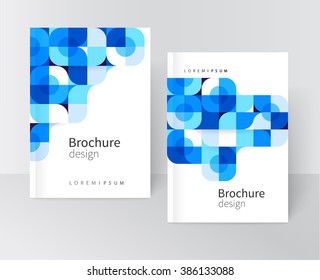 Cover Design For Brochure Leaflet Flyer. Geometric Abstract Background White Blue And Black Squares And Circles. Stock-vector EPS 10