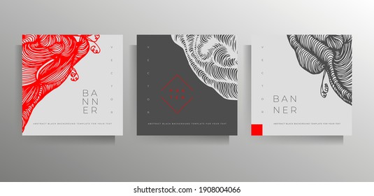Cover design for brochure, poster, flyer, booklet, catalog template set. Hand-drawn graphic pattern. Vector illustration