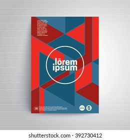 Cover design for brochure,booklet,flyer etc. Retro geometric poster. A4 format template. Vector illustration.