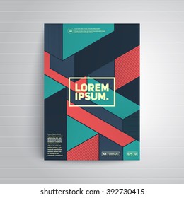 Cover design for brochure,booklet,flyer etc. Retro geometric poster. A4 format template. Vector illustration.