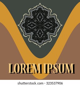 Cover design Brown Color  with Retro Ornate Mandala for greeting card, Brochure, Card or Invitation with Islamic, Arabic, Indian, Ottoman, Asian motifs