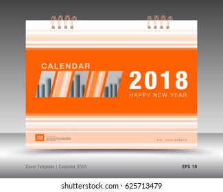 Cover Design for calendar 2018-2030 template, Orange Cover desk calendar 2022, business brochure cover, flyer, Calendar cover, annual report, book, diary, booklet, advertisement, graphic design vector