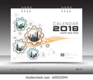 Cover Design for calendar 2018-2030 template, White Cover desk calendar 2022, business brochure cover, flyer, Calendar cover, annual report, book, diary, booklet, advertisement, Mechanical gear vector