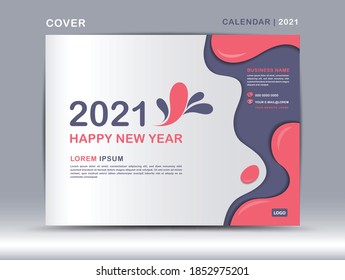 Cover design for Calendar 2021 template vector, Fluid colorful background, Trendy minimal, creative design, advertisement, Business flyer design, book cover
