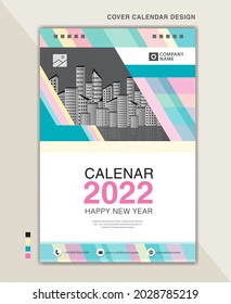 Cover Design kann für Wall Kalender 2022 Jahr, Desk Kalender 2022 Jahr, Poster, Planner, Stationierung, Flyer, Broschüre, Buch, Tagebuch, Card, Banner. Pastellfarbener kreativer Hintergrund, vertikale Seite, Vektorgrafik