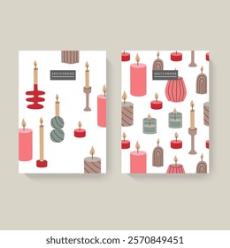 Cover design with candle pattern. For notebooks, planners, brochures, books, catalogs etc.