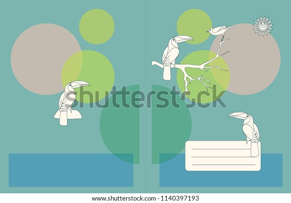 Cover Design Cartoon Toucans Decorate School Stock Image