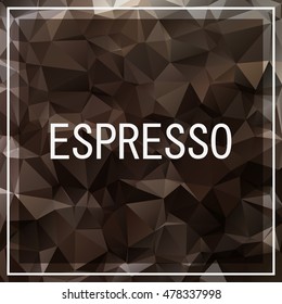 Cover design. Coffee drinks title with a frame on the geometric background