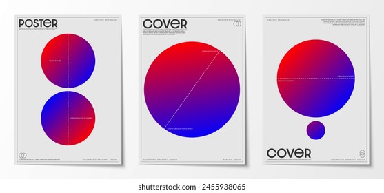 Cover design collection Set a geometric circle with colorful gradients on a white background. Creative graphic design for posters, brochures, and magazines. Vector illustration.