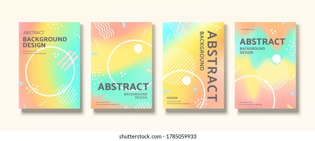 Cover design in the concept of melting ice cream, rainbow gradient background with Memphis patterns, applicable to event poster and invitation