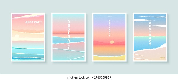 Cover design in the concept of seascape with paper torn effect, applicable to meditation, holiday and vacation promotion