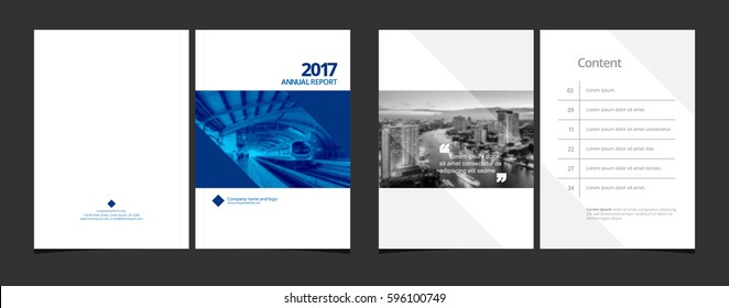 Cover design and content page layout template for corporate business annual report or catalog, magazine, flyer, booklet, brochure. A4 cover vector EPS-10 sample image with Gradient Mesh.
