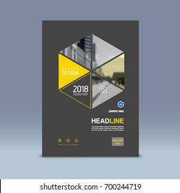 Cover design, corporate brochure template, magazine and flyer layout. Annual report. Geometric and polygonal objects. Vector illustration.