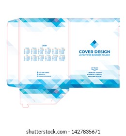 Cover design, creative abstract background, business folder template with calendar for 2020