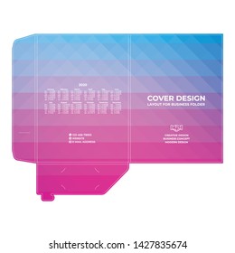 Cover design, creative abstract background, business folder template with calendar for 2020