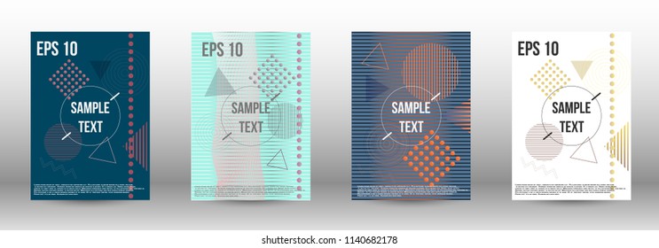 Cover design. Creative fluid backgrounds with memphis elements to create a fashionable abstract cover, banner, poster, brochure. Vector illustration. EPS 10. 