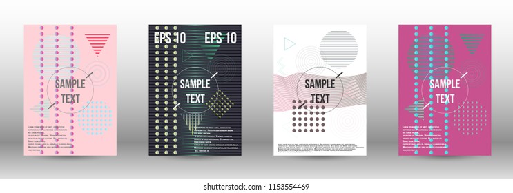Cover design. Creative fluid backgrounds with memphis elements to create a fashionable abstract cover, banner, poster, brochure. Vector illustration. EPS 10. 