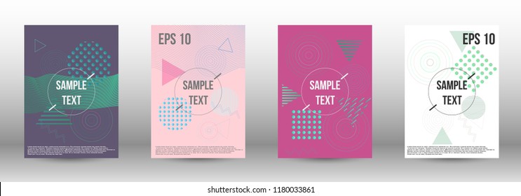 Cover design. Creative fluid backgrounds with memphis elements to create a fashionable abstract cover, banner, poster, brochure. Vector illustration. EPS 10. 