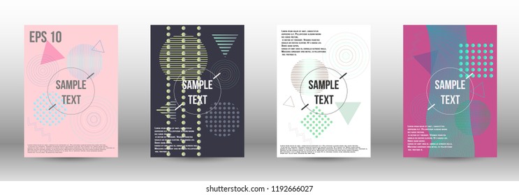 Cover design. Creative fluid backgrounds with memphis elements to create a fashionable abstract cover, banner, poster, brochure. Vector illustration. EPS 10. 