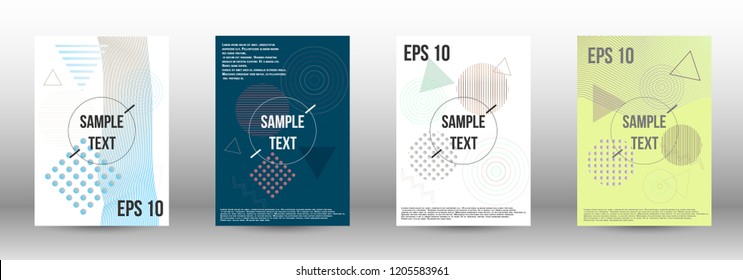 Cover design. Creative fluid backgrounds with memphis elements to create a fashionable abstract cover, banner, poster, brochure. Vector illustration. EPS 10. 