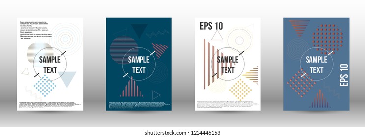 Cover design. Creative fluid backgrounds with memphis elements to create a fashionable abstract cover, banner, poster, brochure. Vector illustration. EPS 10. 