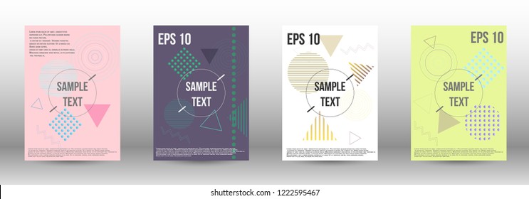 Cover design. Creative fluid backgrounds with memphis elements to create a fashionable abstract cover, banner, poster, brochure. Vector illustration. EPS 10. 