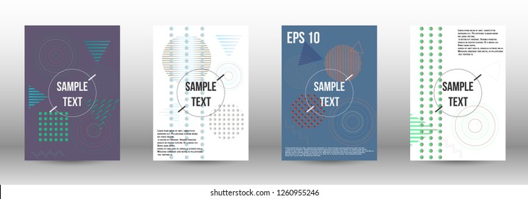 Cover design. Creative fluid backgrounds with memphis elements to create a fashionable abstract cover, banner, poster, brochure. Vector illustration. EPS 10. 