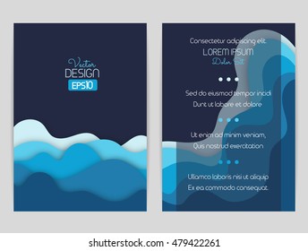 Cover design with curved shapes as a wave or hill. Brochure, flyer, invitation or certificate. Material design. Size a4. Vector illustration, eps10.