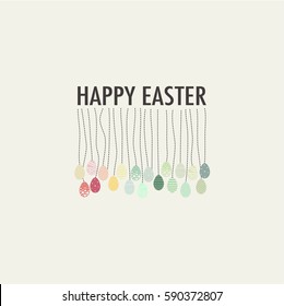 Cover design day cards happy Easter. Depicts a lot of eggs rainbow with various ornaments and the phrase happy easter .  located in the center of the cover.
